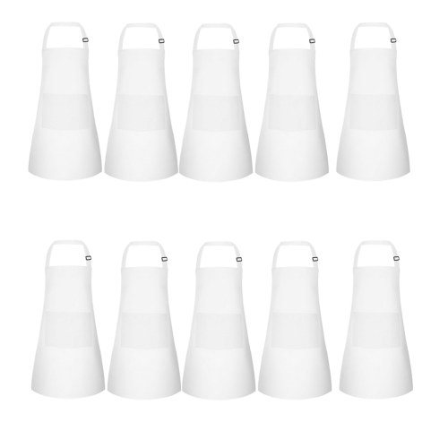 10 Pack Kids Apron Adjustable Children Apron with 2 Pockets White