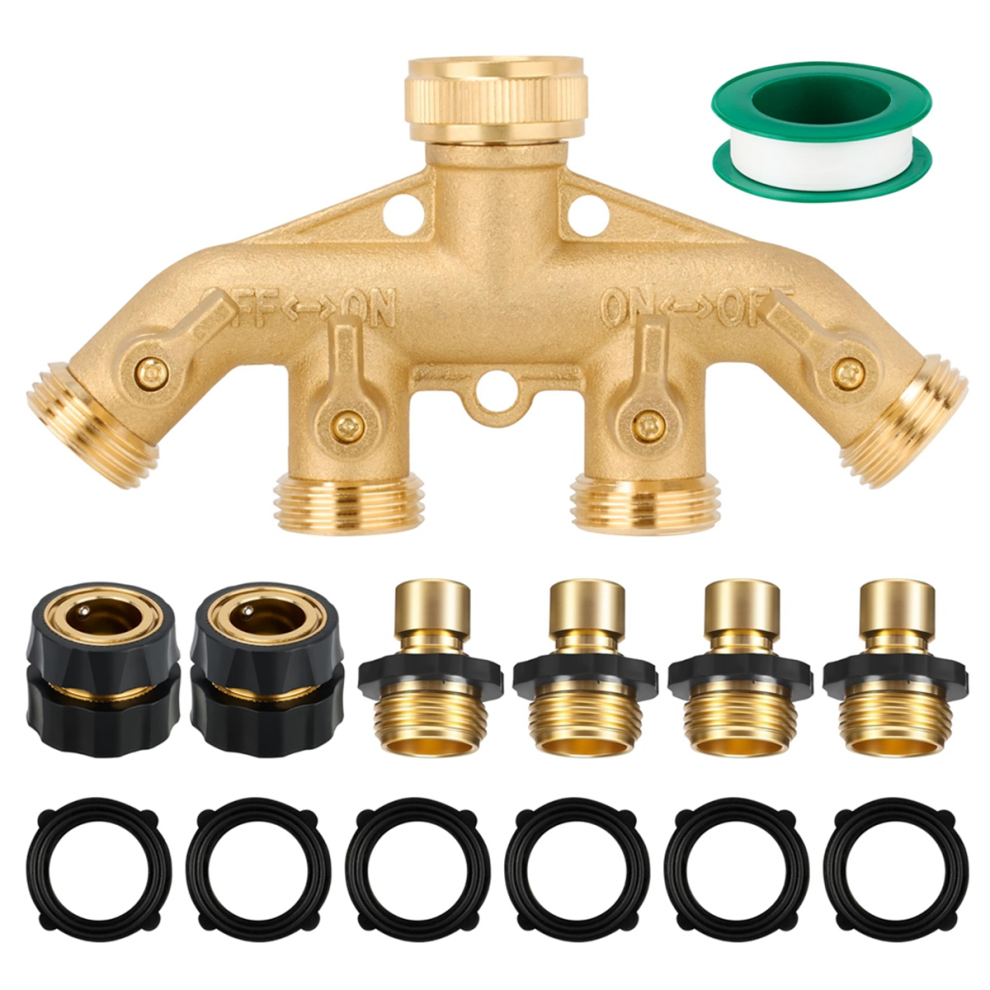 Star 4 Way Heavy Duty Brass Garden Hose Splitter