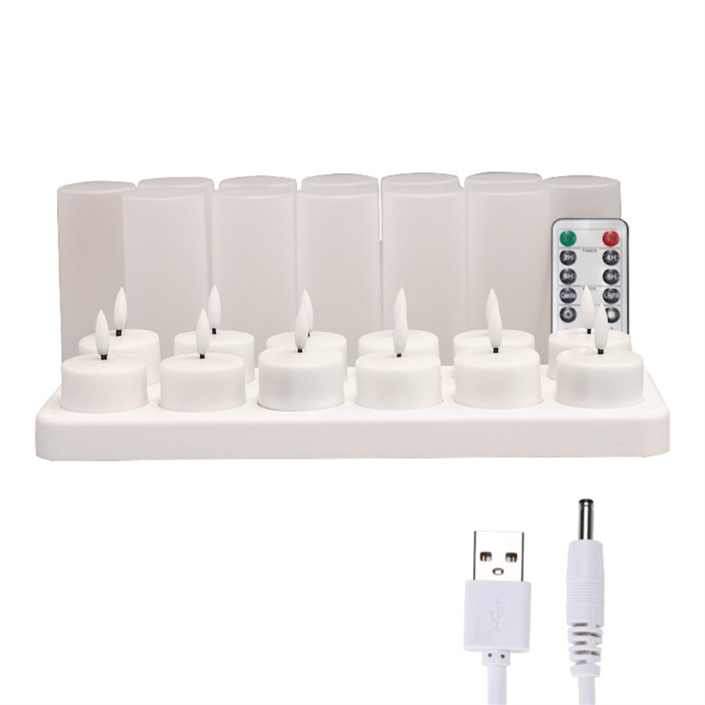 Flameless Candles with Remote Control & Charging Base, 12pcs-image-OPC-PFWNJJ5-NEW