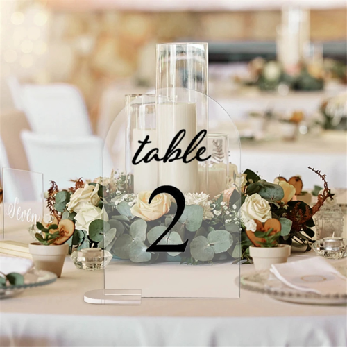 20PCS Clear Acrylic Sign Arch with Stand Blank Guest Name Tags 1