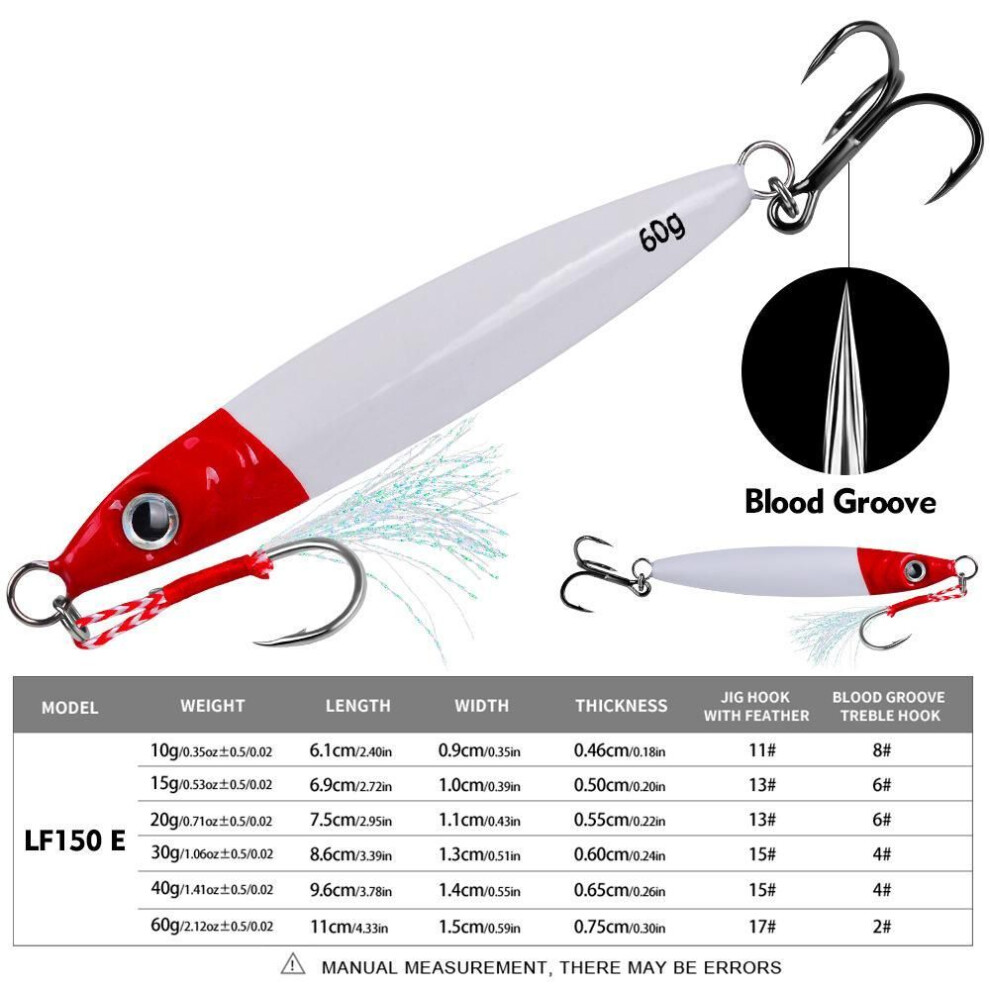 (white, 30G) Lure Iron Plate Metal Biomimetic Bait 10g 15g 20g 30g 40g 60g Boat Fishing Lure Bait