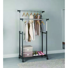 Double Metal Clothes Rail Storage Garment Shelf Hanging Display Stand