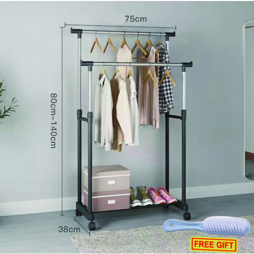 Double Metal Clothes Rail Storage Garment Shelf Hanging Display Stand 1