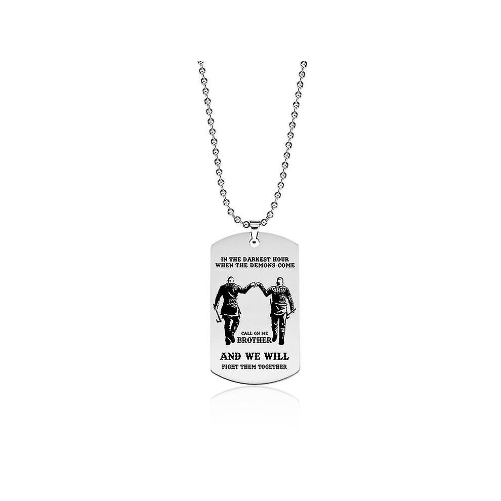 (B) Dog Tag Necklace Fraternal Pendant For Men Motorcycle Army Brothers Soldier Tough Man Bff Stainless Steel Jewelry Gift Zqw
