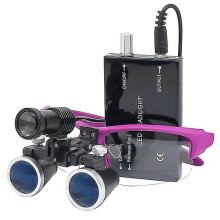 (Purple, 2.5X) 2.5x/3.5x 420 Mm Dental Loupe Magnifier Binocular Magnifier Surgery Surgical Operation Loupe With Spotlight Head Light-