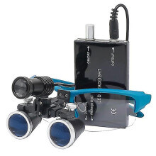 (Blue, 3.5X) 2.5x/3.5x 420 Mm Dental Loupe Magnifier Binocular Magnifier Surgery Surgical Operation Loupe With Spotlight Head Light-