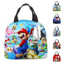 (D) Super Mario Bros Lunch Bag Lunch Box Insulated Lunch Tote Food Handbags Case For School Picnic Gifts