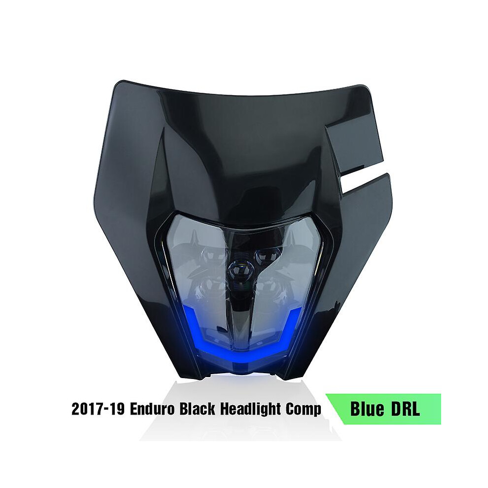 (19 - Drl) Powerzone Motorcycle Head Headlamp Head Supermoto Fairing For Ktm Exc Sxf Mx Dirt Bike Enduro Head Black/Blue/Light 8994439433114