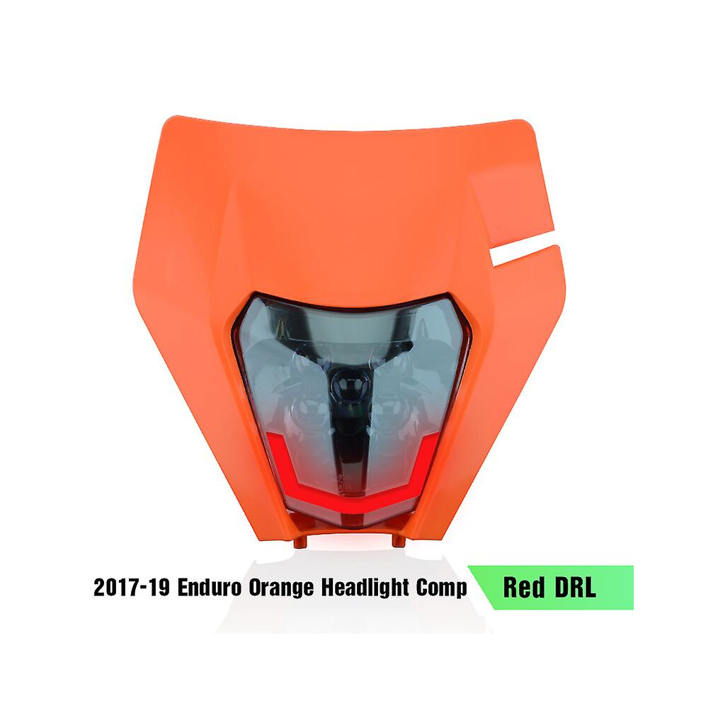 (19 - Drl) Powerzone Motorcycle Head Headlamp Head Supermoto Fairing For Ktm Exc Sxf Mx Dirt Bike Enduro Head Orange/Red/Light 8994439433138