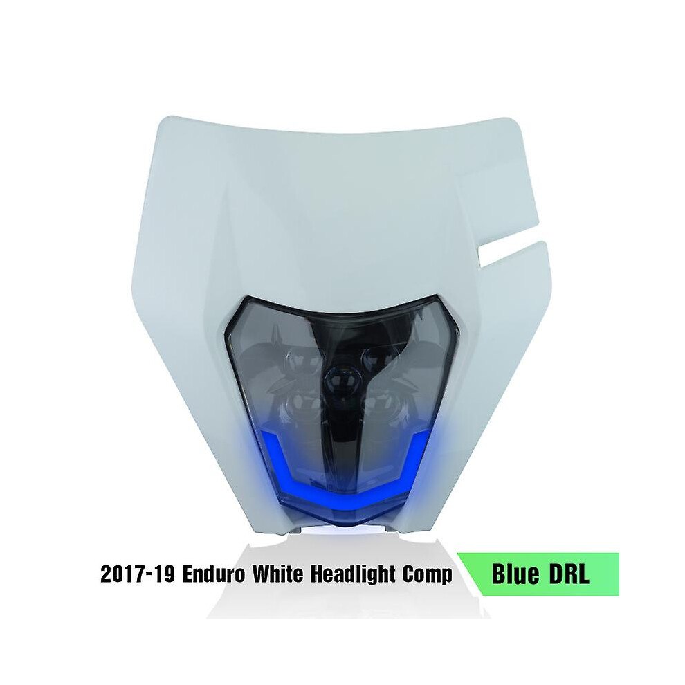 (19 - Drl) Powerzone Motorcycle Head Headlamp Head Supermoto Fairing For Ktm Exc Sxf Mx Dirt Bike Enduro Head White/Blue/Light 8994439433190