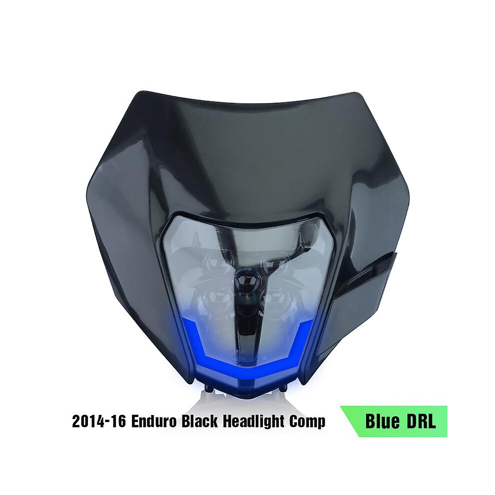 (16 - Drl) Powerzone Motorcycle Head Headlamp Head Supermoto Fairing For Ktm Exc Sxf Mx Dirt Bike Enduro Head Black/Blue/Light 8994439433206