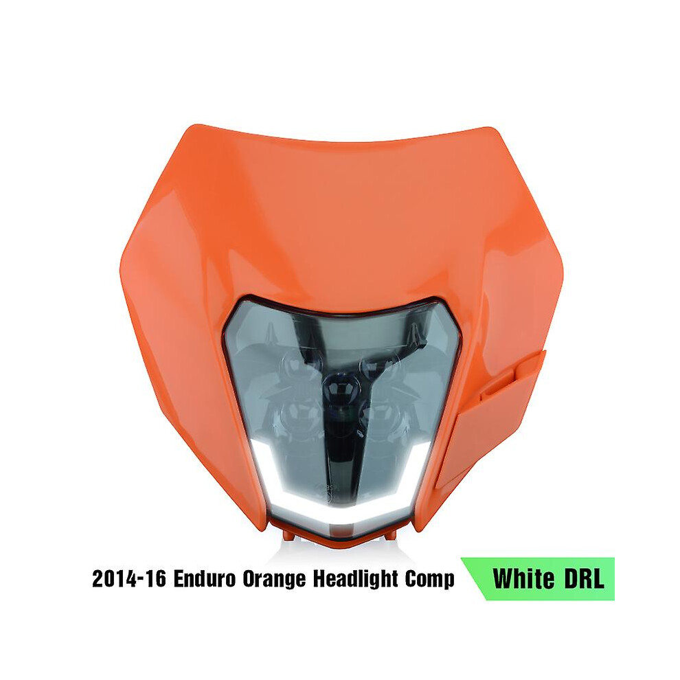 (16 - Drl) Powerzone Motorcycle Head Headlamp Head Supermoto Fairing For Ktm Exc Sxf Mx Dirt Bike Enduro Head Orange/White/Light 8994439433251