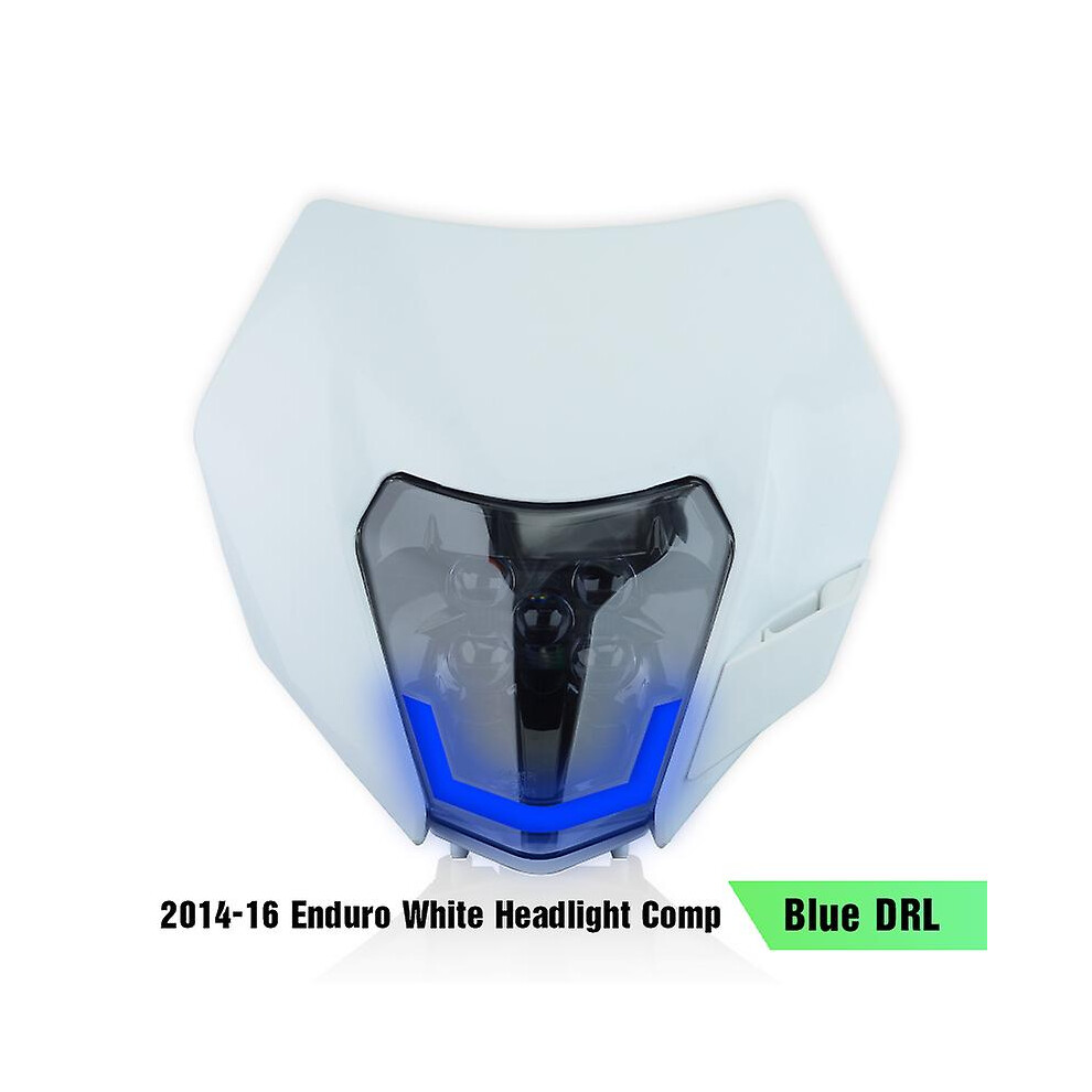 (16 - Drl) Powerzone Motorcycle Head Headlamp Head Supermoto Fairing For Ktm Exc Sxf Mx Dirt Bike Enduro Head White/Blue/Light 8994439433268
