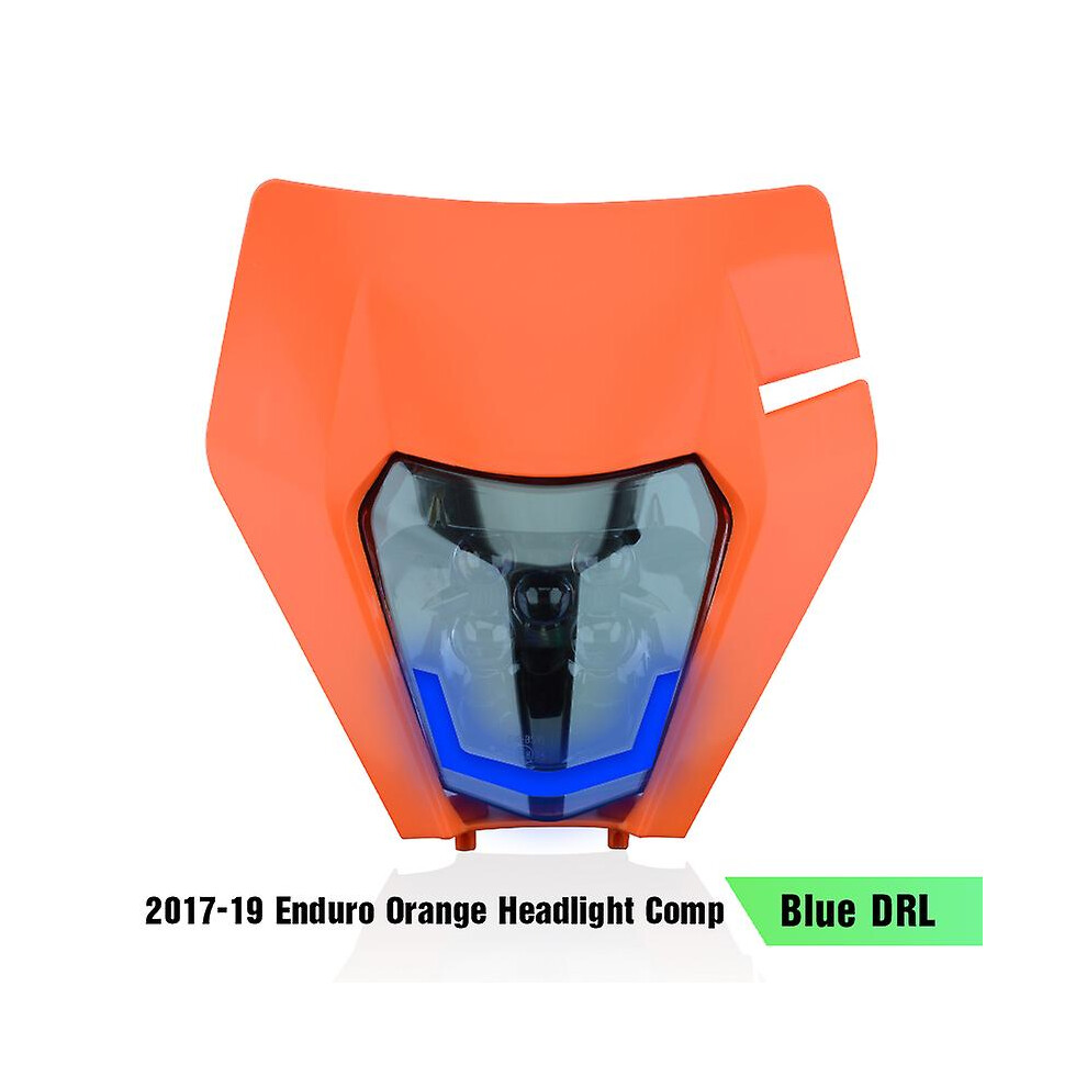 (19 - Drl) Powerzone Motorcycle Head Headlamp Head Supermoto Fairing For Ktm Exc Sxf Mx Dirt Bike Enduro Head Orange/Blue/Light 8994439433275