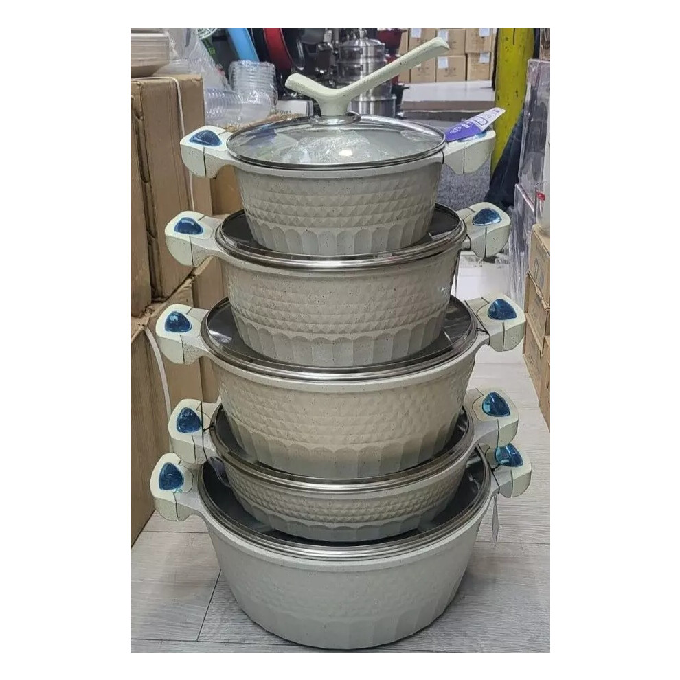 5pcs Cooking Soup Aluminium Pots and Pans Non Stick Die-Casting Cookware