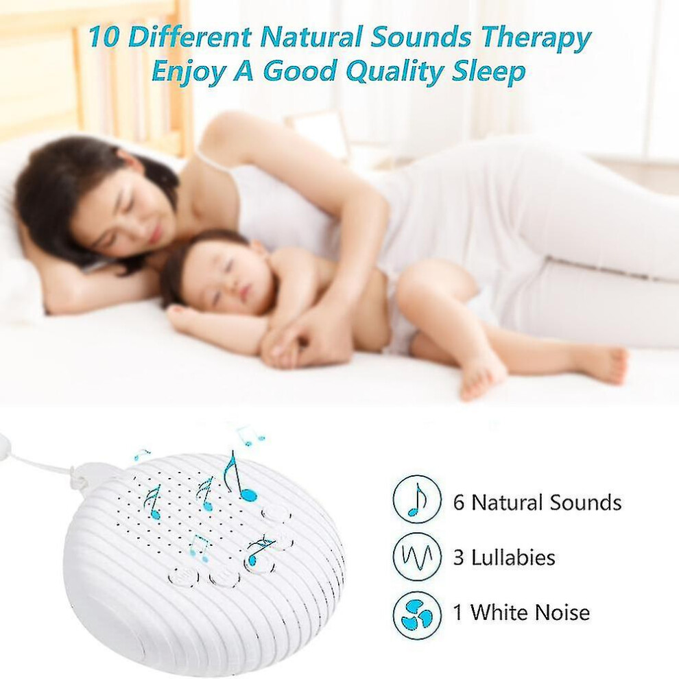 White Noise Machine, 10 Soothing Natural Sound Therapy Portable Sleep Sound Machine