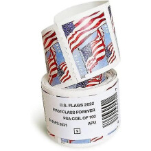 100 Pieces U.s. Flag Forever Stamps 2022 U.s. Flag Stamps (5 Sheets Of 20 Stamps Each)
