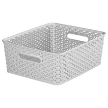 (18l, Grey) Curver Nestable Rattan Effect Basket