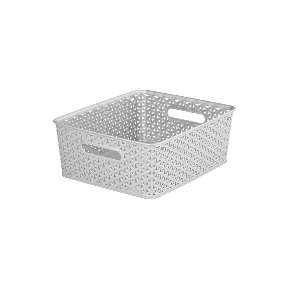 (18l, Grey) Curver Nestable Rattan Effect Basket