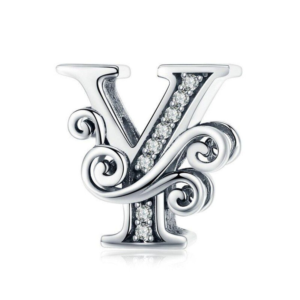 (Y) Bamoer Jewelry Original Design 925 Sterling Silver Letter Alphabet A To Z Beads Charms Fit Bracelets
