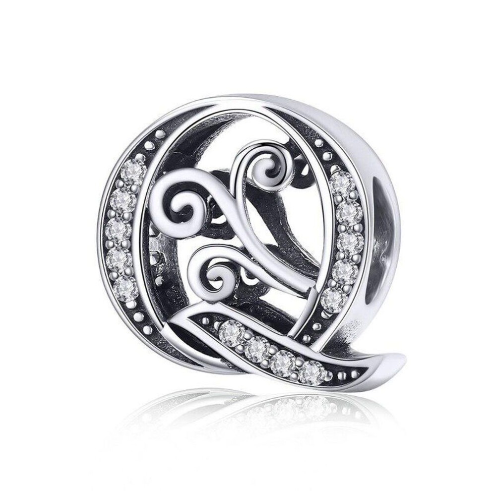 (Q) Bamoer Jewelry Original Design 925 Sterling Silver Letter Alphabet A To Z Beads Charms Fit Bracelets