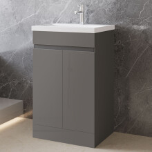 (Grey) 500mm Floor Standing Bathroom Vanity Units with Ceramic Basin Sink High Gloss White/Grey