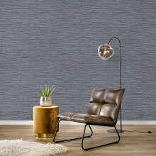 (Dark Grey) Plain 3D Striped Linen Textured Non-woven Wallpaper