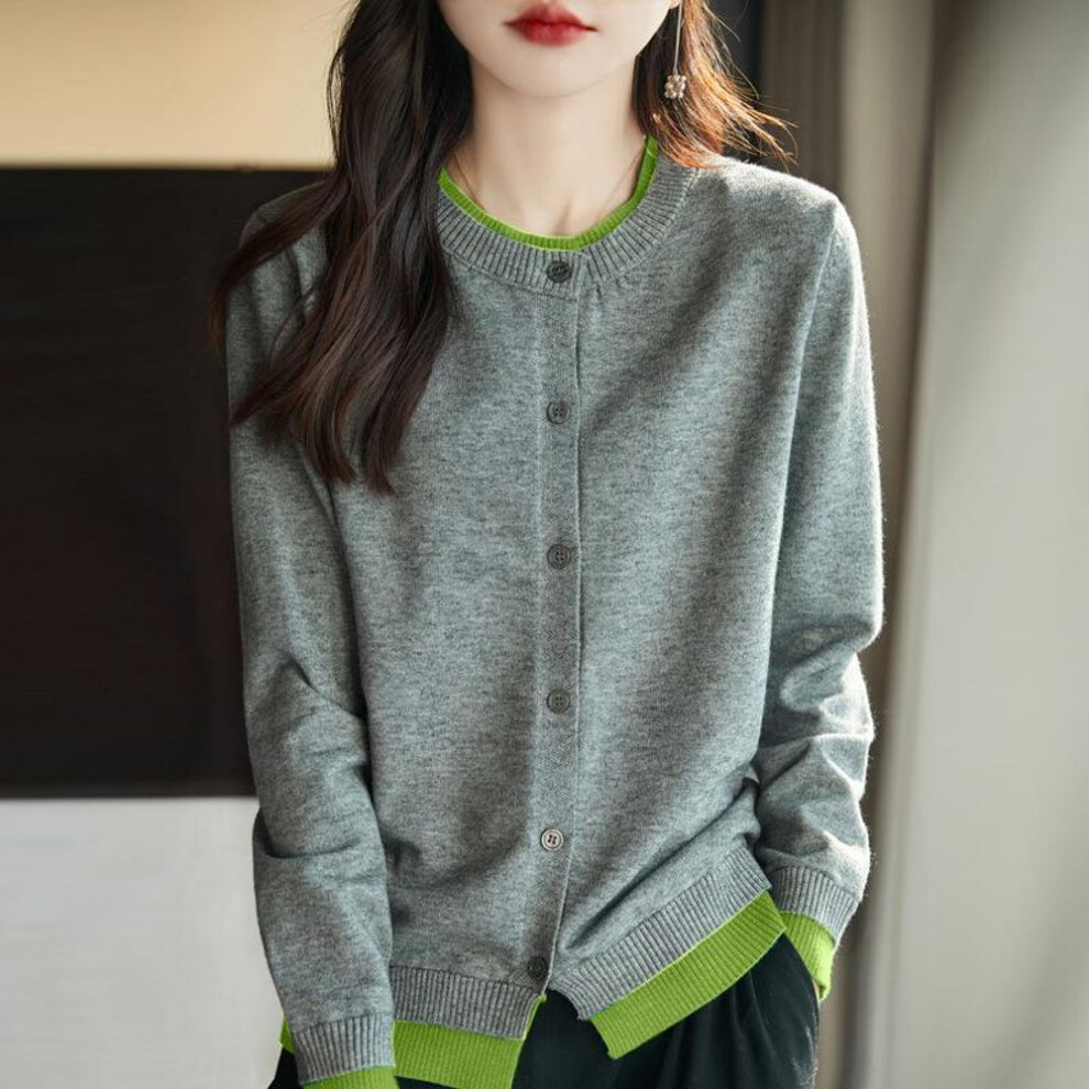 (gray, 4XL) ZANZEA Women Casual O-neck Long Sleeve Button Cardigans