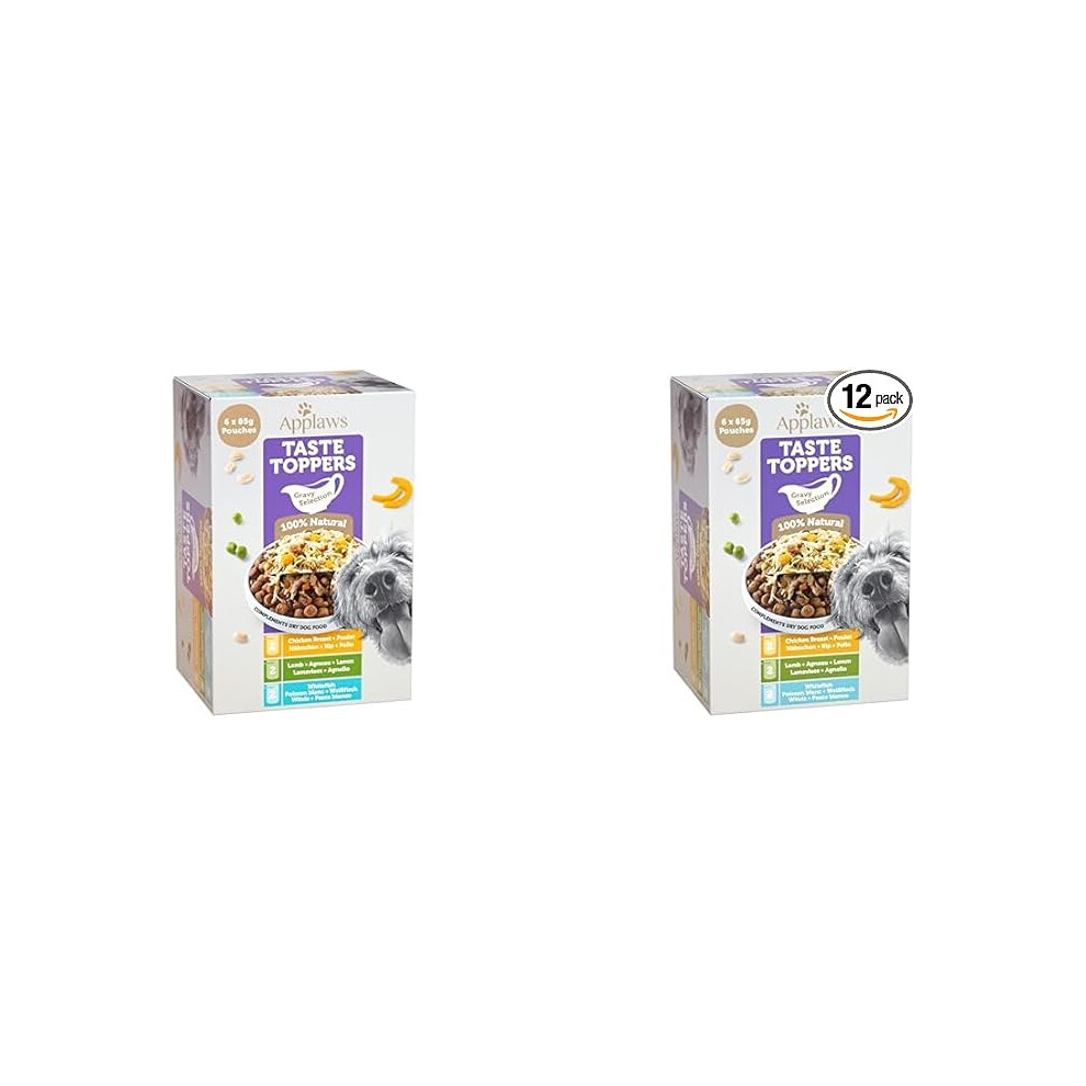 Applaws Natural Wet Dog Food Pouch, Grain Free Mixed Selection In Gravy 6 X 85G Pouches (Pack Of 2)