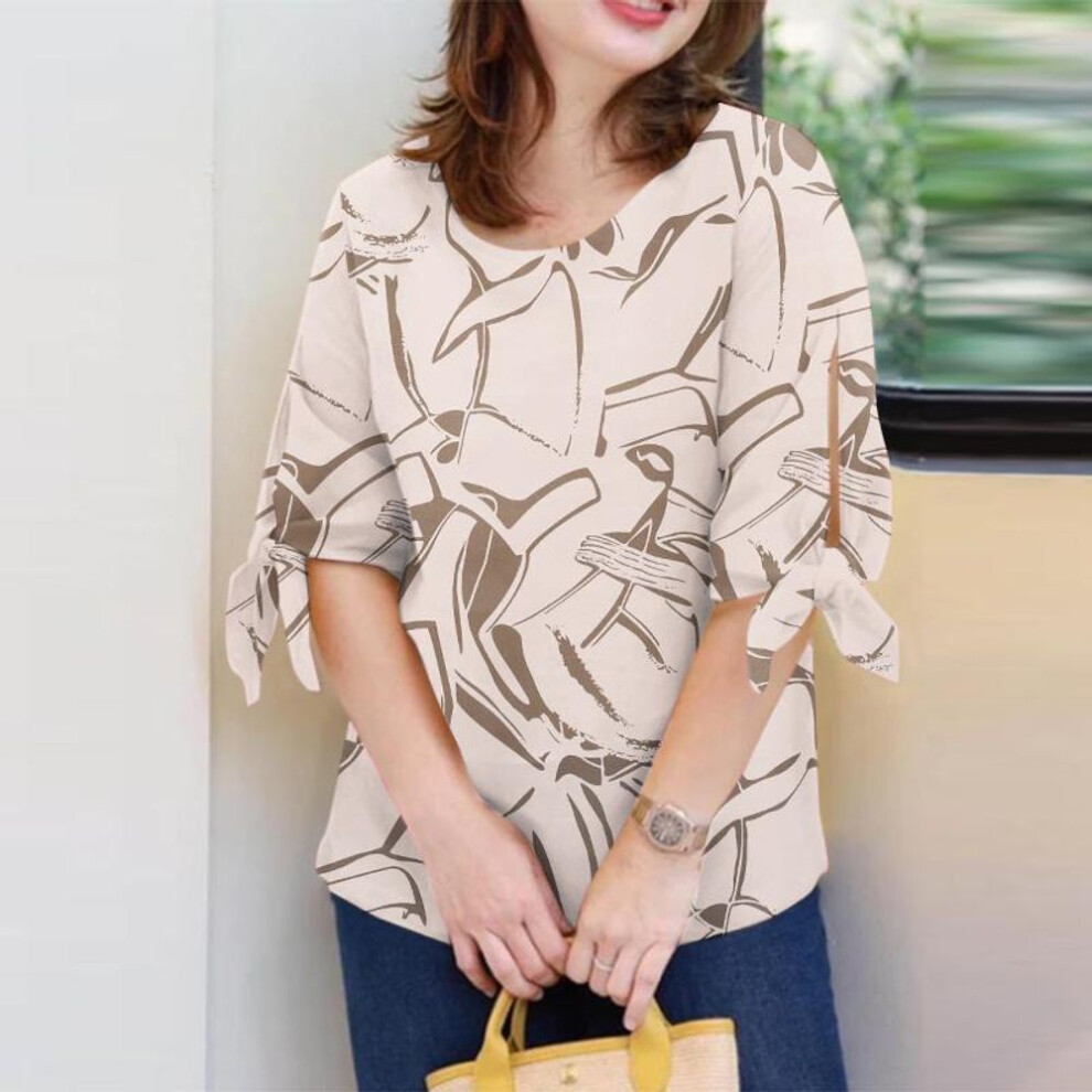 (white, S) ZANZEA Women Summer Half Sleeve O-neck Casual Print Blouse
