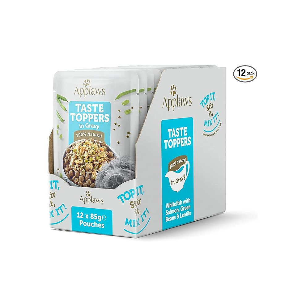 Applaws Natural Wet Dog Food Pouch, Grain Free Whitefish With Salmon In Gravy 12 X 85G Pouches