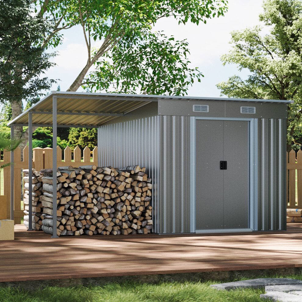 6X9FT Metal Garden Storage Shed with Sliding Door