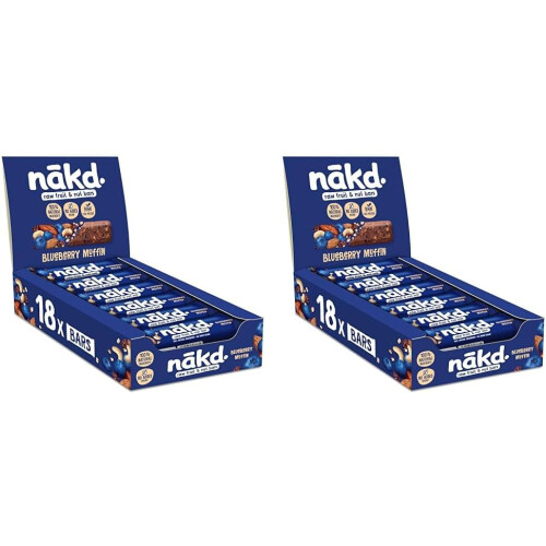 (35g x 18 bars (Pack of 2)) Nakd Blueberry Muffin Natural Fruit & Nut Bars - Vegan - Healthy Snack - Gluten Free
