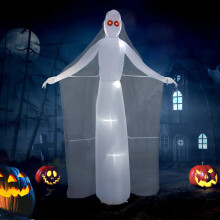 Inflatable Tall Ghost Bribe with Red Eyes for Halloween