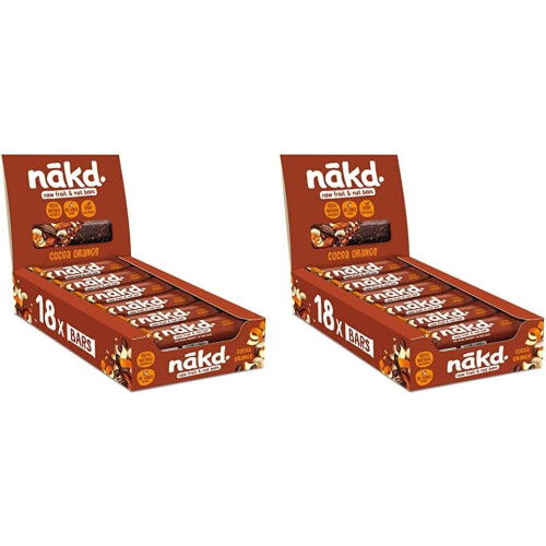 (35 g (Pack of 36)) Nakd Cocoa Orange Natural Fruit & Nut Bars - Vegan - Healthy Snack - Gluten Free