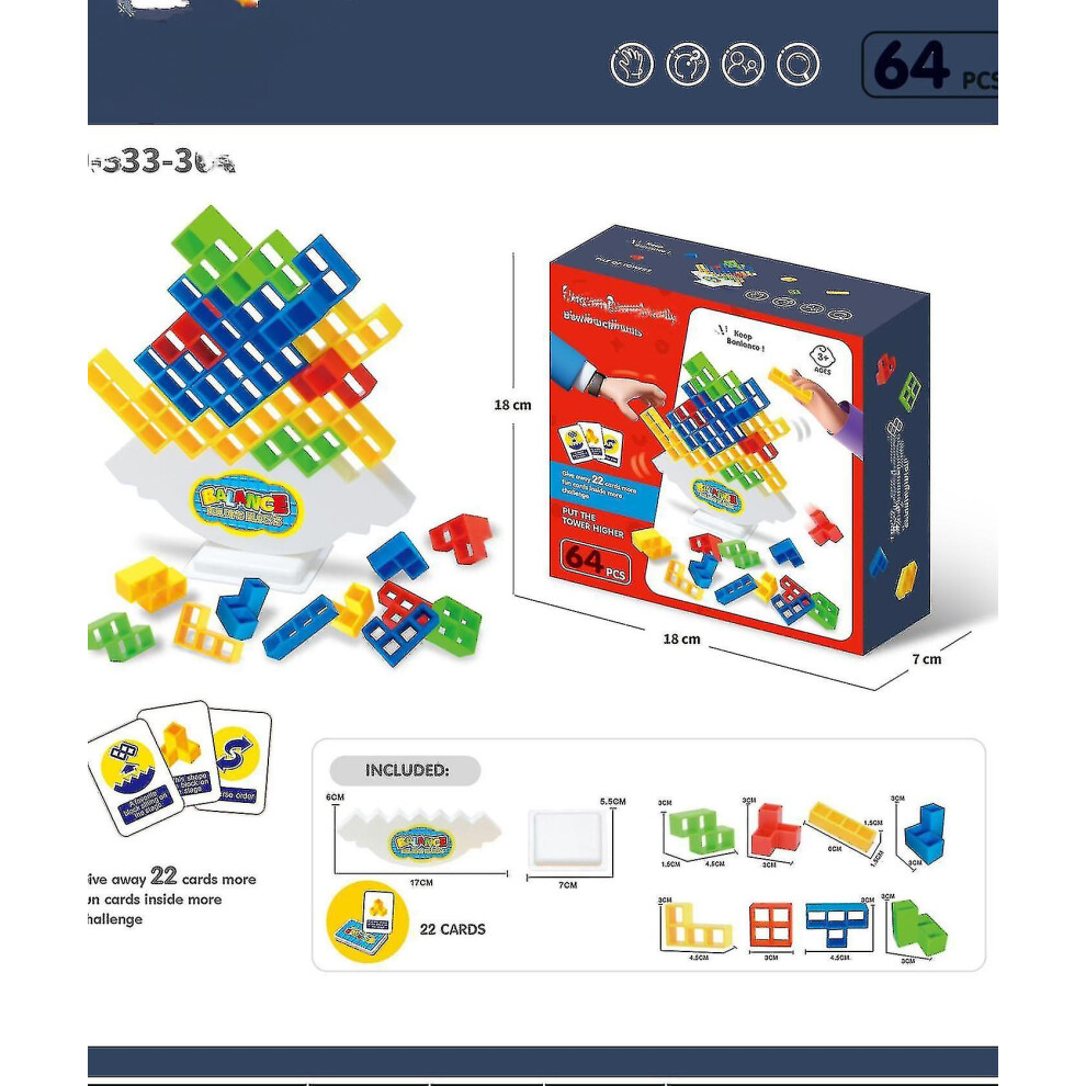 (64 yuan) 64 Pcs Tetra Tower Balance Stacking Blocks Game, Board Games For 2 Players  Family Games, Parties, Travel, Kids-image-OPC-PFWPFC8-NEW