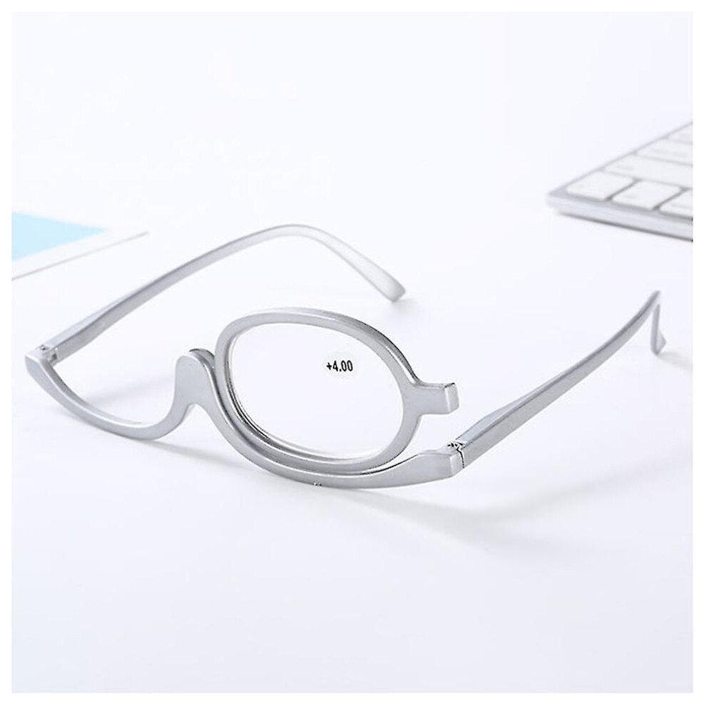(Silver, 300) Clear Make Up Glasses Flip Down Magnifying Makeup Reading Glasses Folding Eyeglass Cosmetic Presbyopicr-image-OPC-PFWPHJ2-NEW