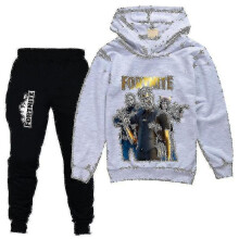 (Grey, 170) Kids Boys Fortnite Casual Hoodie pants Suit Tracksuit Bt