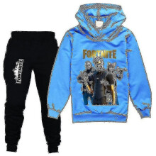 (Blue, 170) Kids Boys Fortnite Casual Hoodie pants Suit Tracksuit Bt
