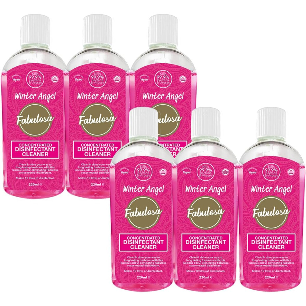 (Fabulosa 4 In 1 Concentrated Antibacterial Disinfectant All Purpose Cleaner, 220ml, 6 Pack, Winter Angel) Fabulosa 4 In 1 Concentrated Antibacterial