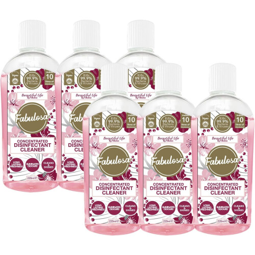 Fabulosa Fabulosa 4 in 1 Concentrated Antibacterial Disinfectant All Purpose Cleaner, 220ml, 6 pack, Beautiful Life