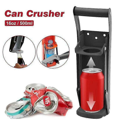 (Red) 16OZ/500ml Wall Mounted Can Opener Bottle Crusher
