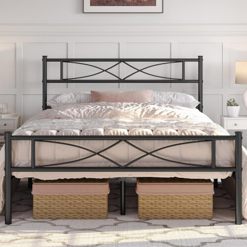 Yaheetech Yaheetech 4ft6 Double Bed Frames Metal Slatted Bed Platform with Curved Design Headboard and Footboard