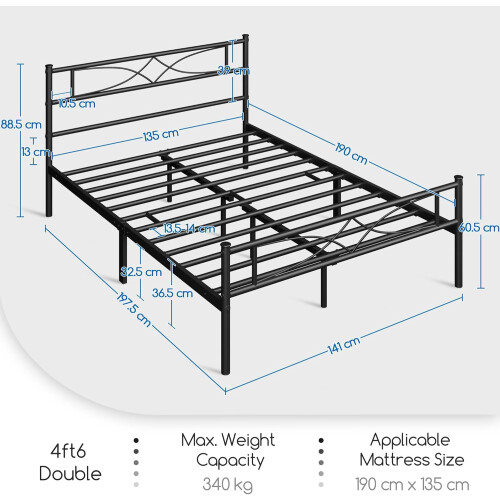 Yaheetech Yaheetech 4ft6 Double Bed Frames Metal Slatted Bed Platform with Curved Design Headboard and Footboard 1