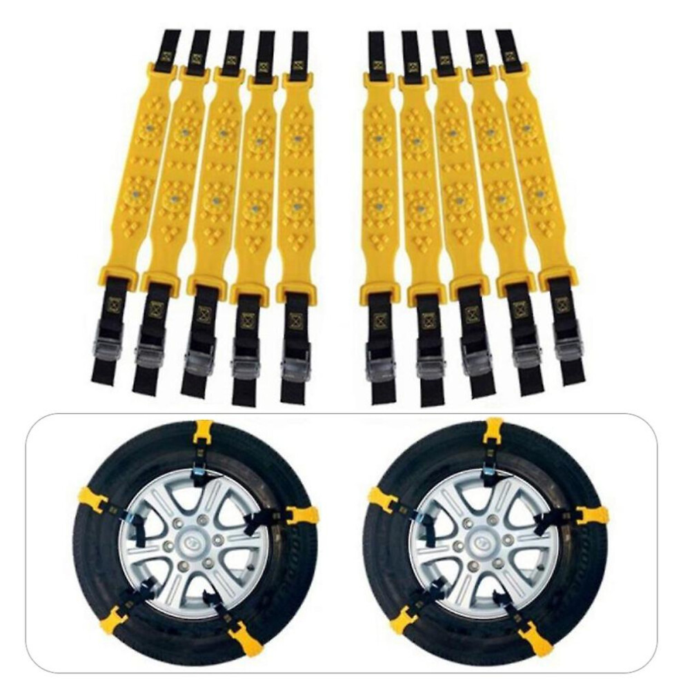 R-1539 10Pcs Winter Car Truck Tire Snow Chain Tpu Steel Anti-Skid Widen Strap Vehicle Wheel Chain 8994439463142