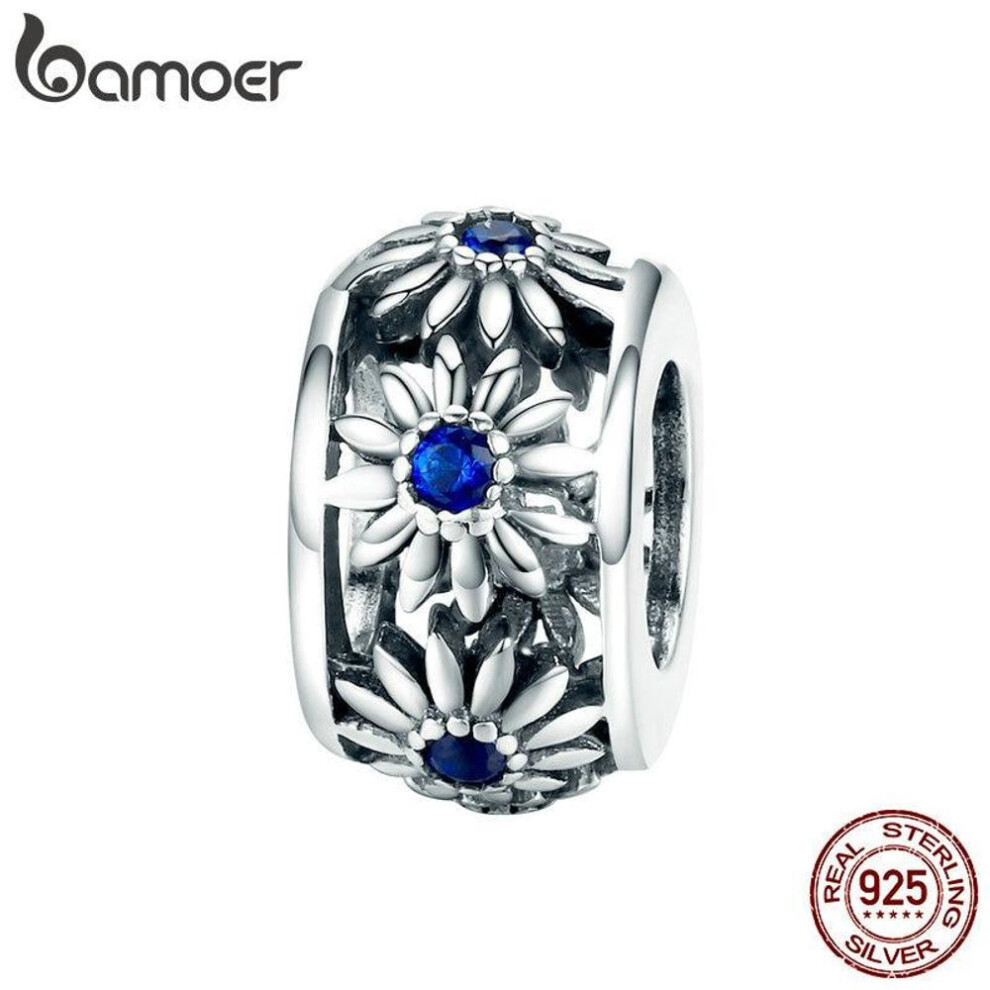 (SCC1118) Bamoer Vintage Genuine 925 Sterling Silver Stackable Daisy Flower Spacer Beads Fit Charm Bracelet