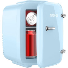 (Blue) YASHE Mini Fridge, 4 Liter/6 Cans Small Fridge for Office, AC/DC Thermoelectric Cooler and Warmer Mini Fridge for Drink, Dorm, Car