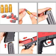 (red) Kids Toy Gun Gel Ball Shooter Blaster Pistol Soft Water Pearl Children's Gifts Blue