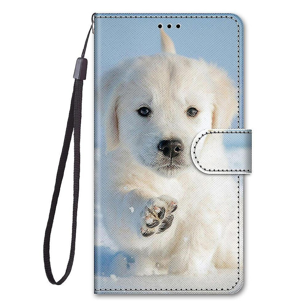 Case For Oppo A96/A76/A36 4G Painted Flip Cover Magnetic Coque Cover Etui Closure - Puppy White 8994439565730