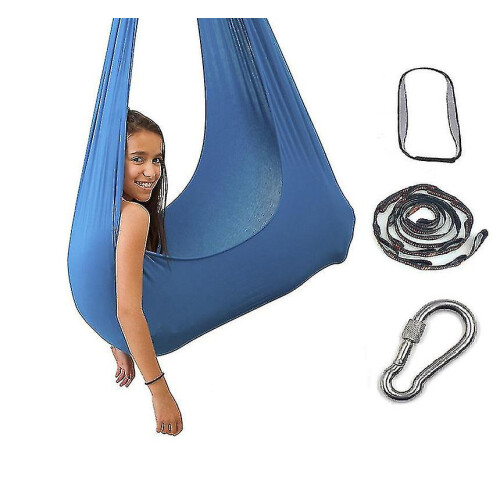 (Blue, 100*280CM) Aerial Yoga Therapy Swing Set